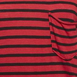 Pre Owned Zadig & Voltaire Red Reja Stripes Cotton Knit Long Sleeve T-Shirt S