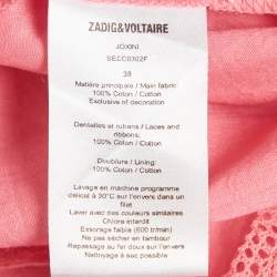 Zadig & Voltaire Pink Cotton Lace Trimmed Joxini Mini Skirt M
