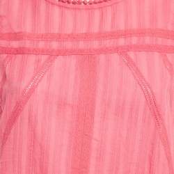 Pre Owned Zadig & Voltaire Pink Cotton Lace Trimmed Sleeveless Top L