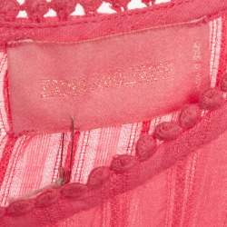 Pre Owned Zadig & Voltaire Pink Cotton Lace Trimmed Sleeveless Top L