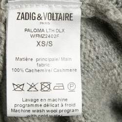 Zadig & Voltaire Deluxe Grey Cashmere Fringed Open Front Paloma Cardigan XS/S