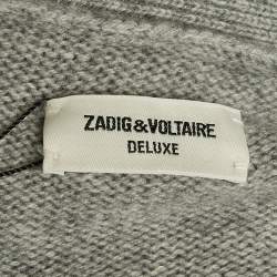 Zadig & Voltaire Deluxe Grey Cashmere Fringed Open Front Paloma Cardigan XS/S