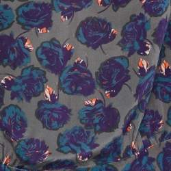 Zadig & Voltaire Grey Printed Silk Toy Roses Deluxe Blouse M