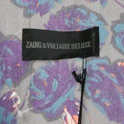 Zadig & Voltaire Grey Printed Silk Toy Roses Deluxe Blouse M