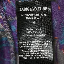 Zadig & Voltaire Grey Printed Silk Toy Roses Deluxe Blouse M