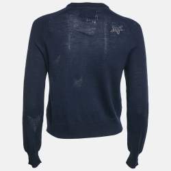 Zadig & Voltaire Navy Blue Star Patterned Knit Button Front Cardigan S