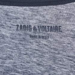 Zadig & Voltaire Navy Blue Skull Stud Cotton and Modal Knit Brooklyn Strass Top S