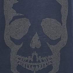 Zadig & Voltaire Navy Blue Skull Stud Cotton and Modal Knit Brooklyn Strass Top S