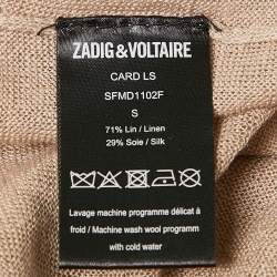 Pre Owned Zadig & Voltaire Beige Linen Knit Tie-Up Detail Card Top S
