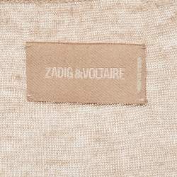 Pre Owned Zadig & Voltaire Beige Linen Knit Tie-Up Detail Card Top S