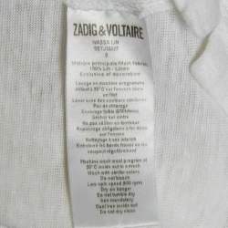 Zadig & Voltaire White Linen Knit V-Neck Wassa Top S