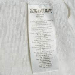 Zadig & Voltaire White Linen Knit V-Neck Wassa Top S