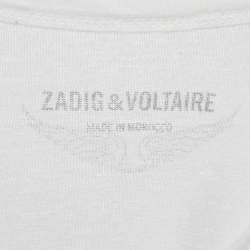 Zadig & Voltaire White Linen Knit V-Neck Wassa Top S