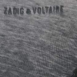 Pre Owned Zadig & Voltaire Charcoal Grey Cotton Knit V-Neck Story Fishnet Top S