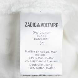 Zadig & Voltaire White Denim David Crop Jeans L Waist 31"