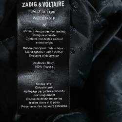 Zadig & Voltaire Black Leather Fringed Mini Skirt S