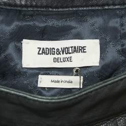 Zadig & Voltaire Black Leather Fringed Mini Skirt S