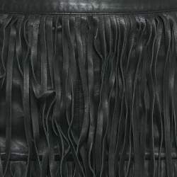 Zadig & Voltaire Black Leather Fringed Mini Skirt S