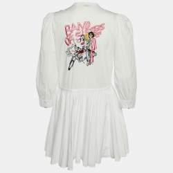 مملوكة مسبقًا Zadig & Voltaire White Cotton Embroidered Mini Dress M