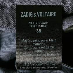 Zadig & Voltaire Black Crinkled Leather Verys Cuir Jacket M
