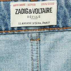 Zadig & Voltaire Blue Eria Denim Zip Detail Jeans M Waist 32"
