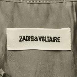 Pre Owned Zadig & Voltaire Grey Satin Belted Raos Maxi Dress S
