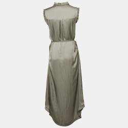 Pre Owned Zadig & Voltaire Grey Satin Belted Raos Maxi Dress S