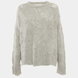Zadig & Voltaire Deluxe Grey Open Knit Mark Camou Sweater M