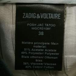 Pre Owned Zadig & Voltaire Navy Blue Tattoo Posh Jacquard Trousers M