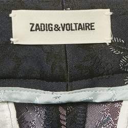 Pre Owned Zadig & Voltaire Navy Blue Tattoo Posh Jacquard Trousers M