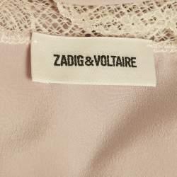 Pre Owned Zadig & Voltaire Pink Silk Lace Trimmed Chery Crepuscule Midi Slip Dress XS