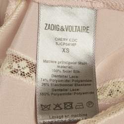 Pre Owned Zadig & Voltaire Pink Silk Lace Trimmed Chery Crepuscule Midi Slip Dress XS