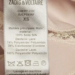 Pre Owned Zadig & Voltaire Pink Silk Lace Trimmed Chery Crepuscule Midi Slip Dress XS