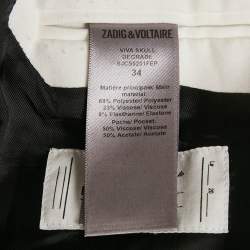 مملوكة مسبقًا جاكيت زاديج آند فولتير بليزر أبيض جمجمة مزينة كريب مفرد الصدر صغير