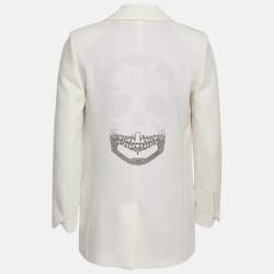 مملوكة مسبقًا جاكيت زاديج آند فولتير بليزر أبيض جمجمة مزينة كريب مفرد الصدر صغير