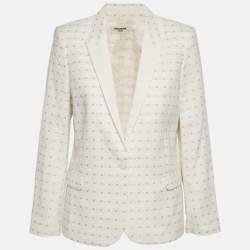 Pre Owned Zadig & Voltaire Deluxe White Embroidered Crepe Victor Flower Blazer M 