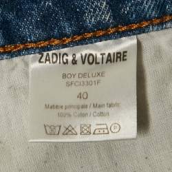 Pre Owned Zadig & Voltaire Deluxe Blue Patchwork Denim Boy Shorts M Waist 31"