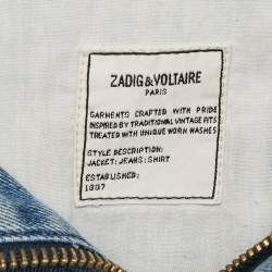 Pre Owned Zadig & Voltaire Blue Embroidered Denim Sleeveless Kio Brode Jacket L