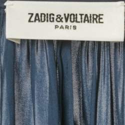 Pre Owned Zadig & Voltaire Navy Blue Satin Gathered Sleeveless Maxi Dress S 