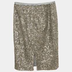 Pre Owned Zadig & Voltaire Metallic/Silver Sequin Mini Skirt S