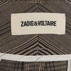 Pre Owned Zadig & Voltaire Brown Prince of Wales Print Wool Trousers S