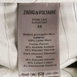 Pre Owned Zadig & Voltaire Brown Prince of Wales Print Wool Trousers S