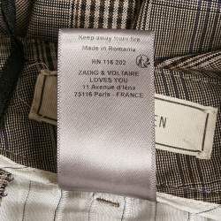 Pre Owned Zadig & Voltaire Brown Prince of Wales Print Wool Trousers S