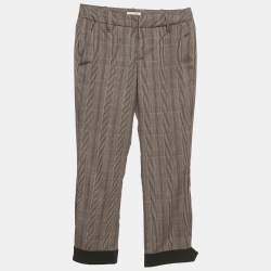 Pre Owned Zadig & Voltaire Brown Prince of Wales Print Wool Trousers S