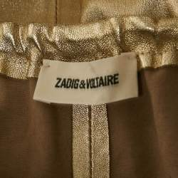 Pre Owned Zadig & Voltaire Gold Leather Pencil Skirt S