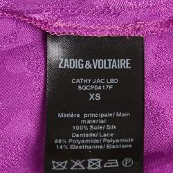 Pre Owned Zadig & Voltaire Purple Silk Jacquard Belted Cathy Leo Camisole XS