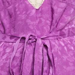 Pre Owned Zadig & Voltaire Purple Silk Jacquard Belted Cathy Leo Camisole XS