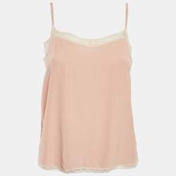 Pre Owned Zadig & Voltaire Pink Silk Lace Trimmed Camisole S