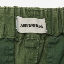Pre Owned Zadig & Voltaire Olive Green Cotton Side Band Trousers S