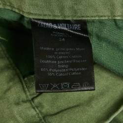 Pre Owned Zadig & Voltaire Olive Green Cotton Side Band Trousers S